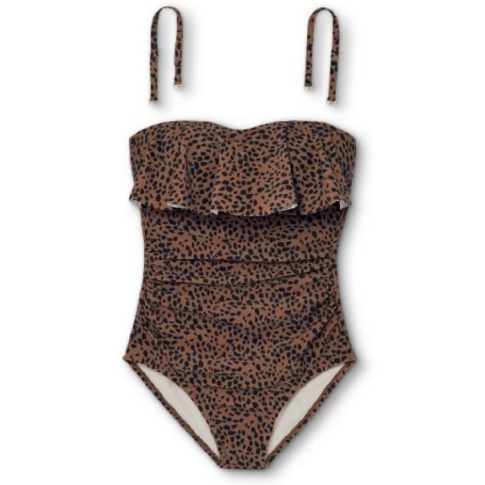 NEW Kona Sol Bandeau Flounce High Coverage One Piece Swimsuit - Picture 6 of 16